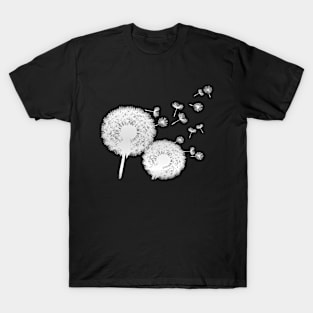 Silver Dandelions Blowing In The Wind T-Shirt